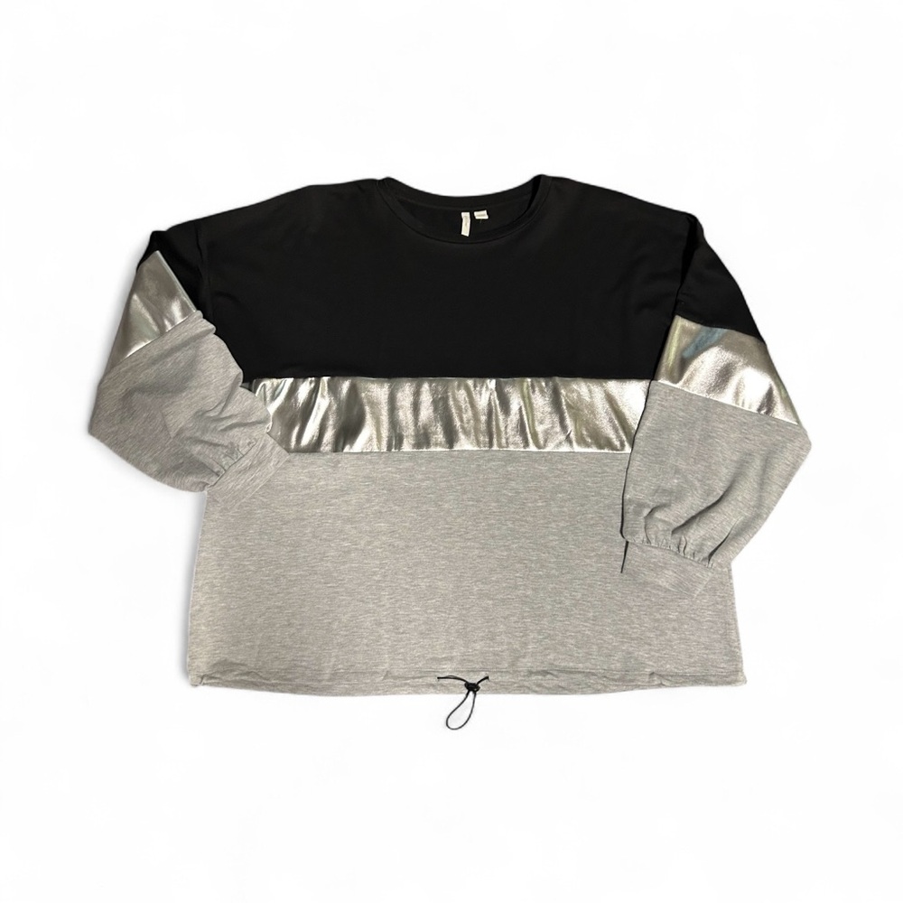Black and Silver Relaxed Long Sleeve Sweatshirt